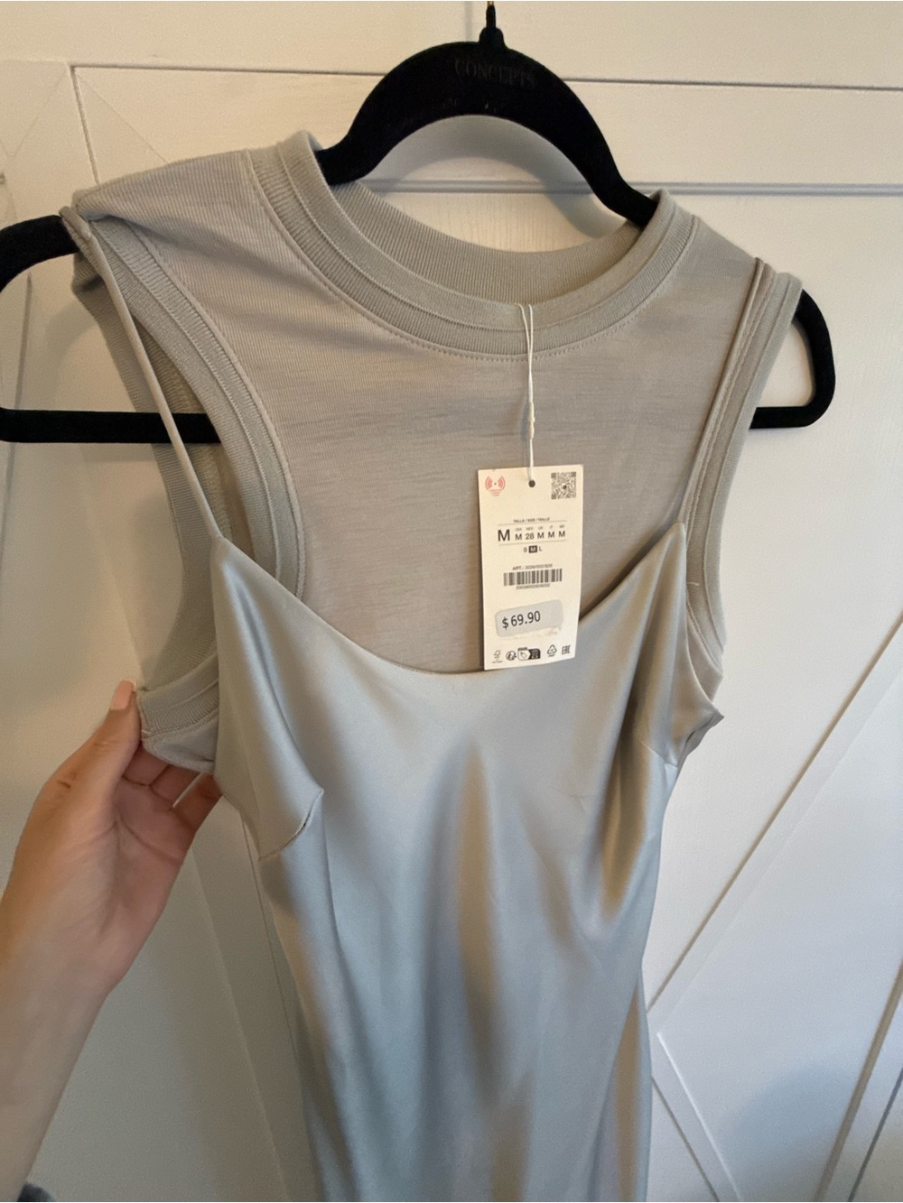 Zara Satin Slip Midi Dress in Silver - Picture 4 of 4